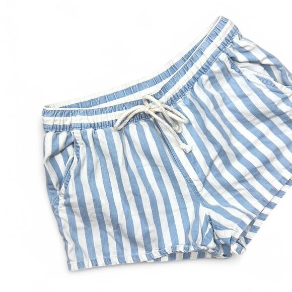 Aerie Blue White Striped Drawstring Comfy Beach Shorts Summer Size S - Picture 2 of 4
